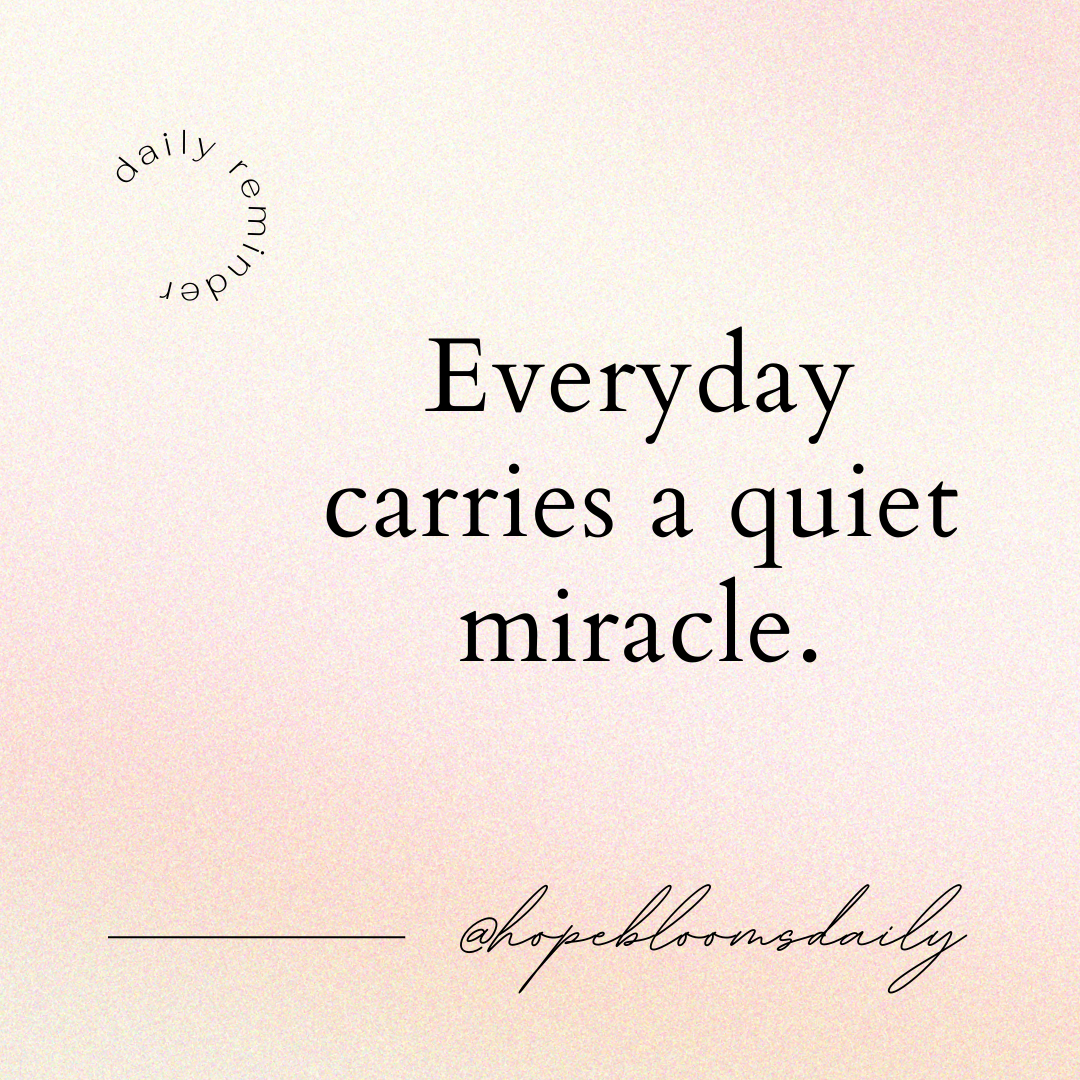 everyday carries a quiet miracle