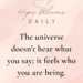 The universe doesn't hear what you say; it feels who you are being.