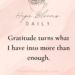 Gratitude turns what I have into more than enough.